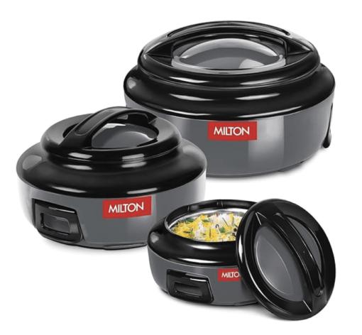 MILTON Ernesto Inner Stainless Steel Jr. Casserole Set of 3 (420 ml, 850 ml, 1.43 litres) | Easy to Carry | Serving | Stackable - Image 4